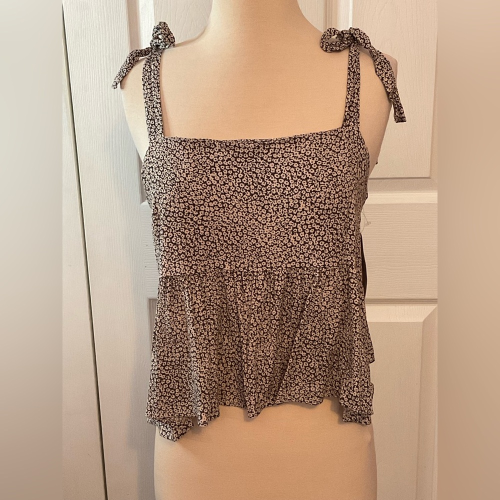 Her Entire Name Says Grace Lizard Thicket Floral Ruffle Top Tie Straps Small New